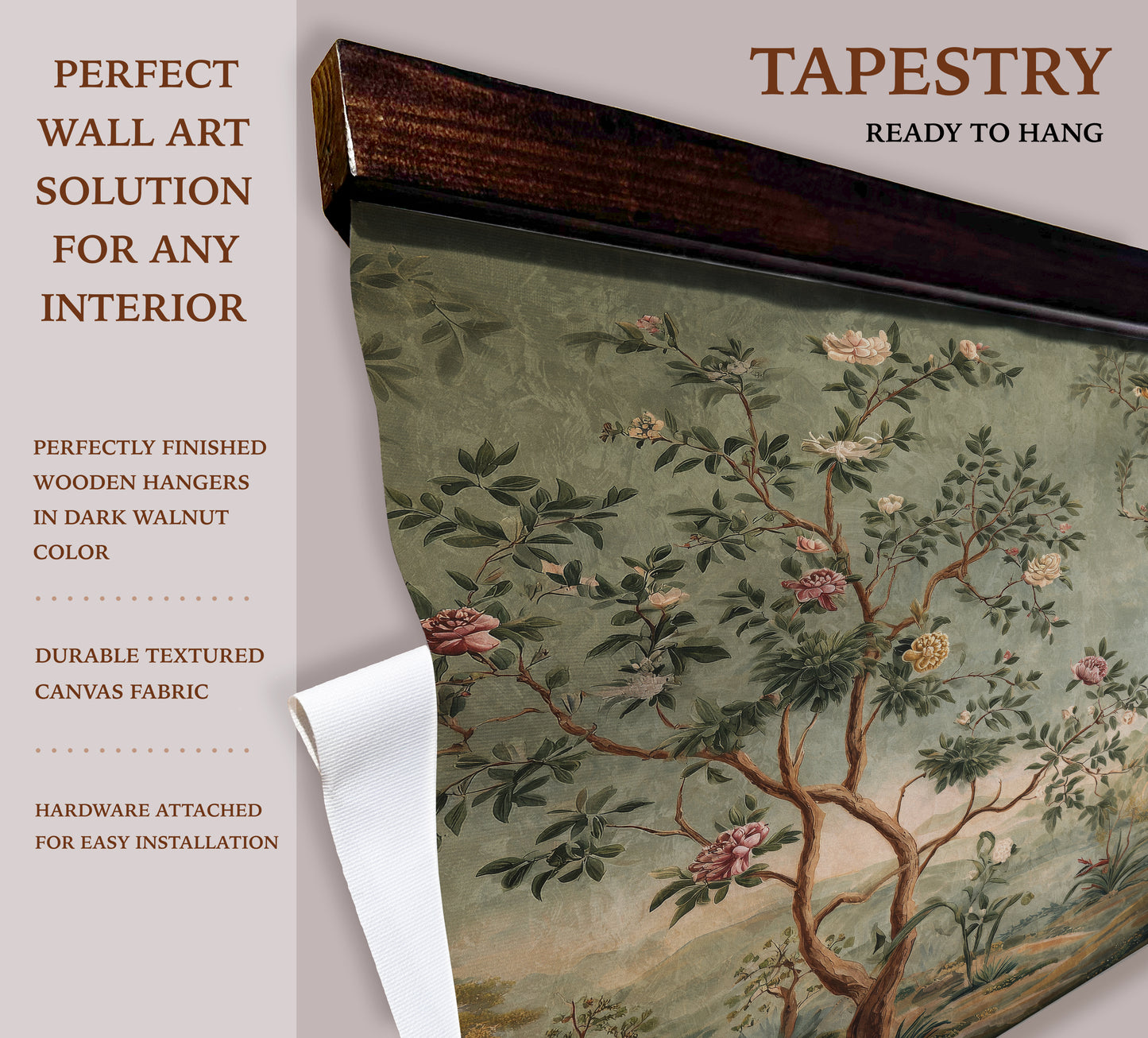 Vintage Botanical Garden Wall Art – Chinoiserie Floral Tapestry
