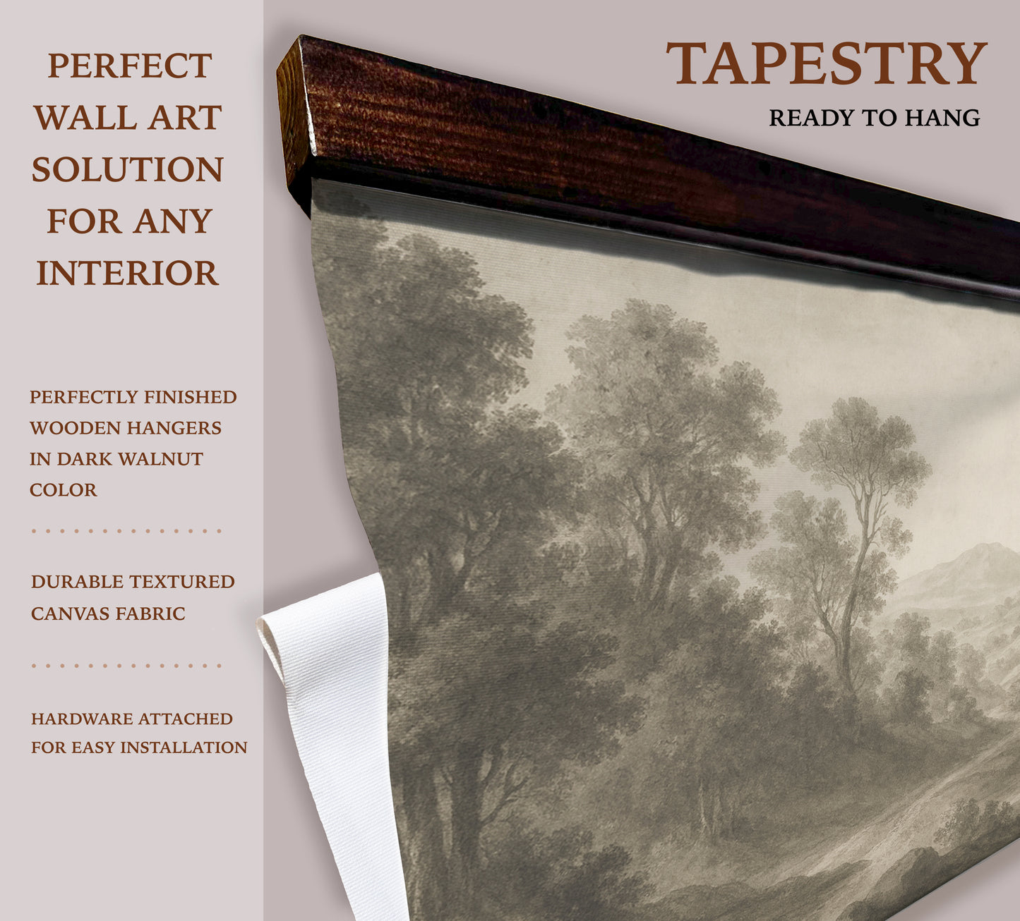 Vintage Landscape Wall Art – Monochrome Nature Tapestry | Art Muse