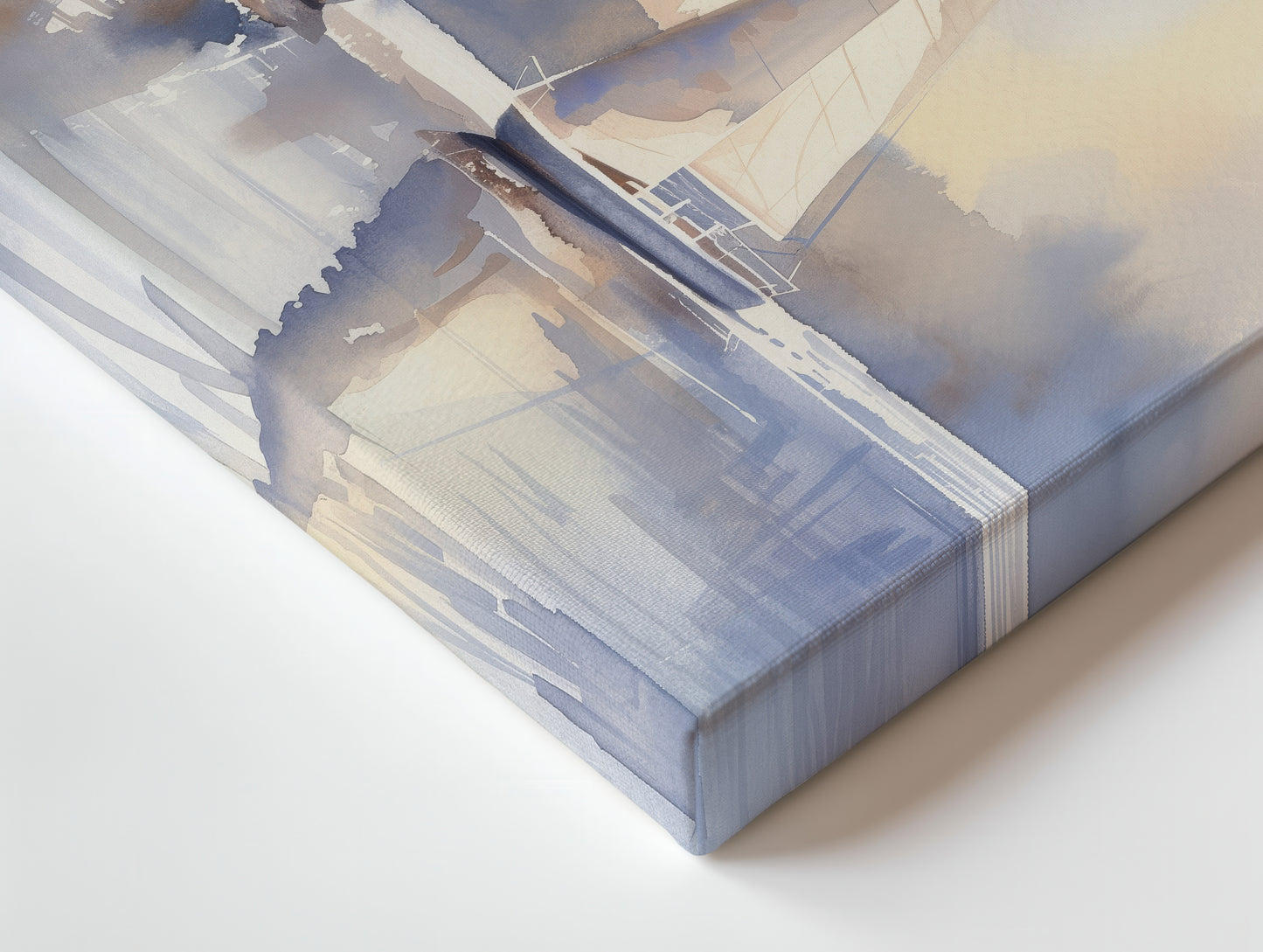 Sailboat Wrapped Canvas — Extra Large Coastal Watercolor Wall Art | Calm Nautical Décor