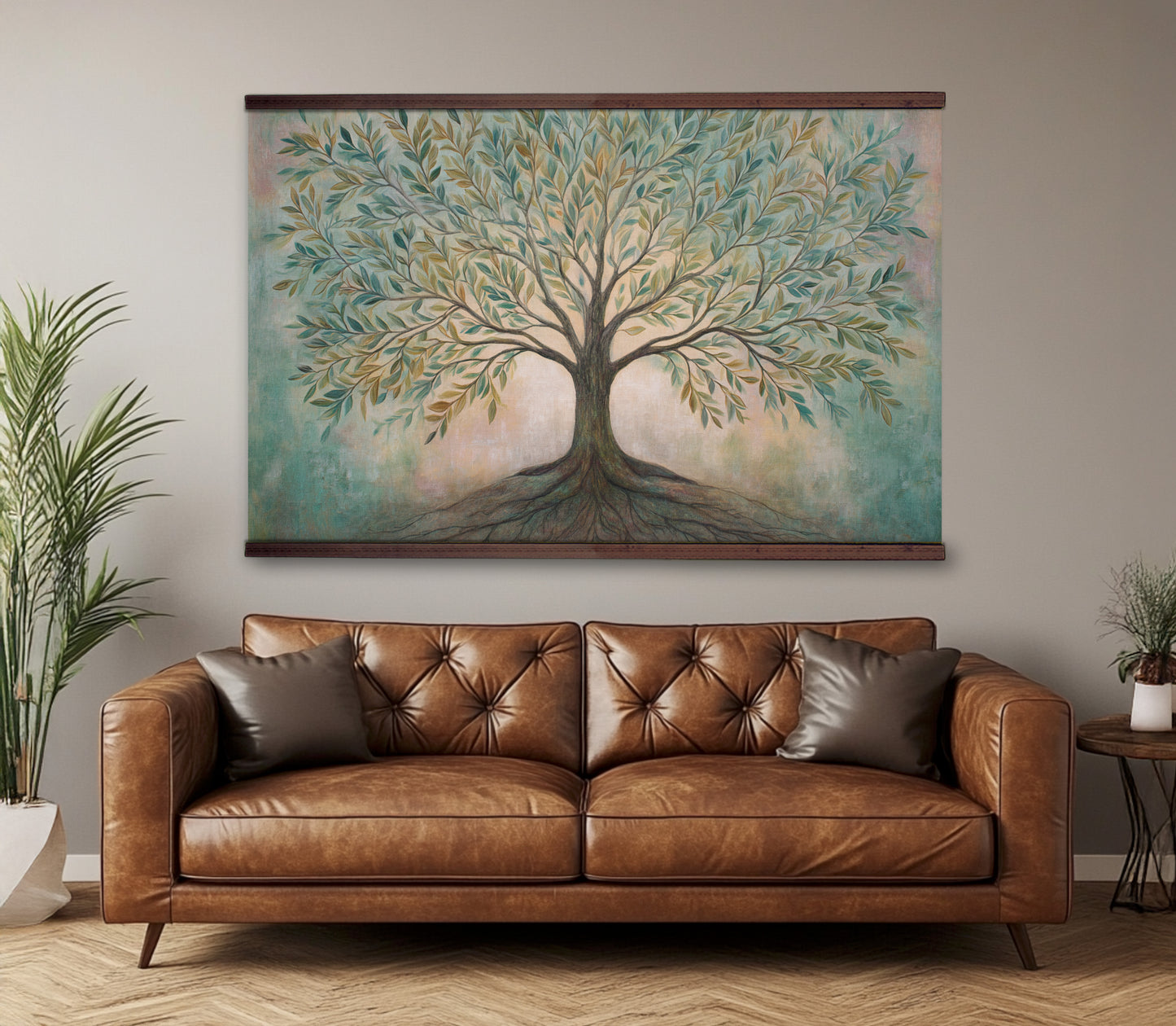 Tree of Life Tapestry – Symbolic Wall Art, Boho Nature Decor, Rooted Tree Wall Hanging, Extra Large Fabric Art