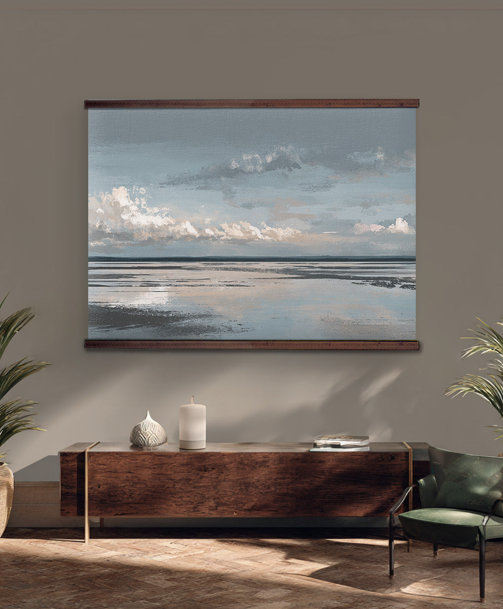 Coastal Horizon Wall Hanging — Serene Beach Landscape Tapestry Art | Extra Large, Ready to Hang
