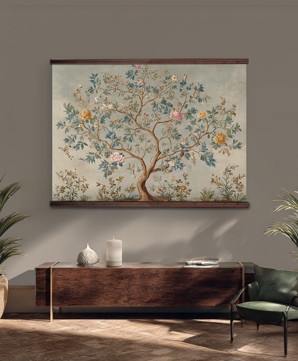 Chinoiserie Tree Canvas Tapestry – Extra Large Ready to Hang Décor
