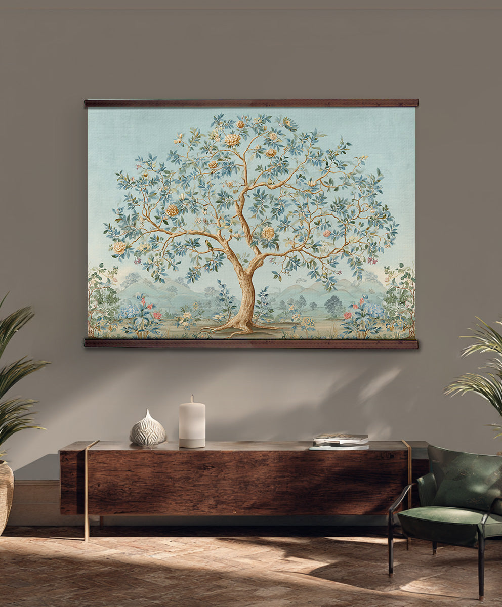 Chinoiserie Tree of Life Wall Art Canvas Tapestry