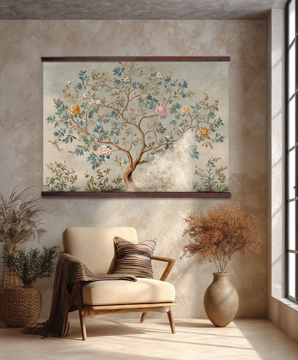 Chinoiserie Tree Canvas Tapestry – Extra Large Ready to Hang Décor