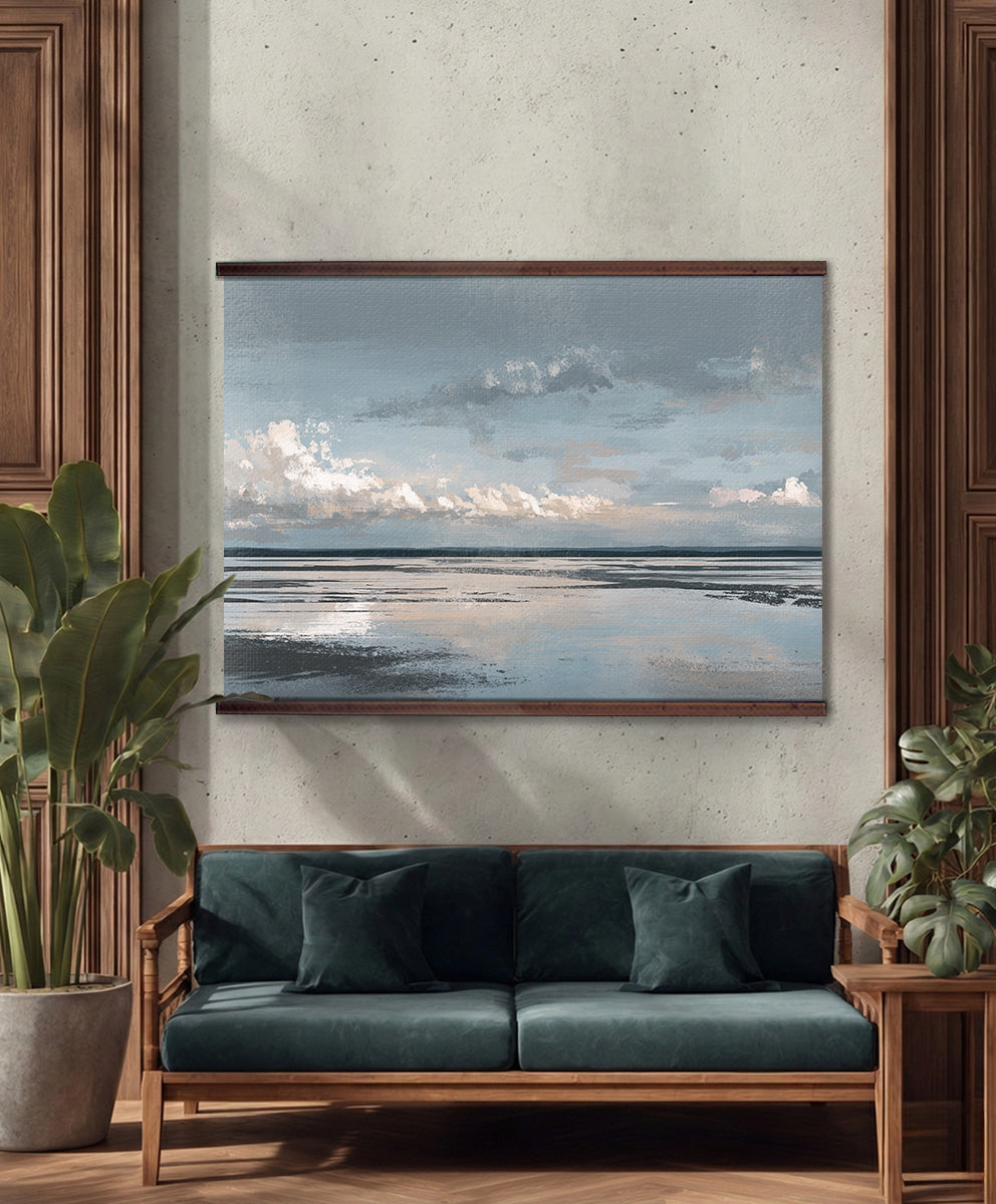 Coastal Horizon Wall Hanging — Serene Beach Landscape Tapestry Art | Extra Large, Ready to Hang