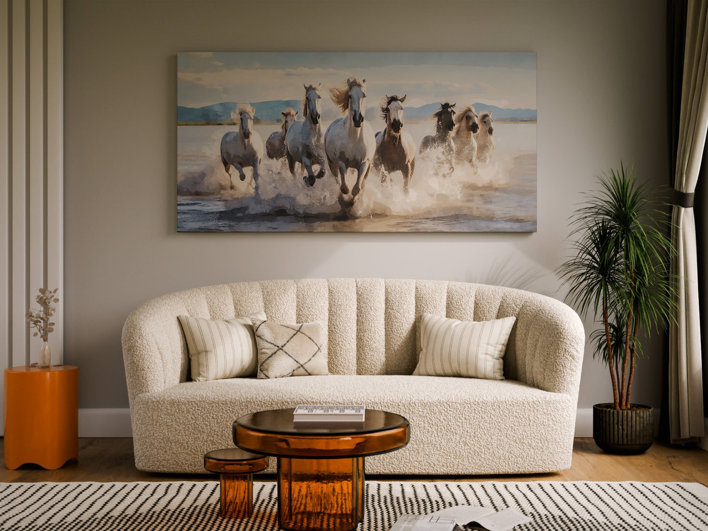 Running Horses Wrapped Canvas — Wild Freedom Wall Art | Majestic Nature Landscape Décor