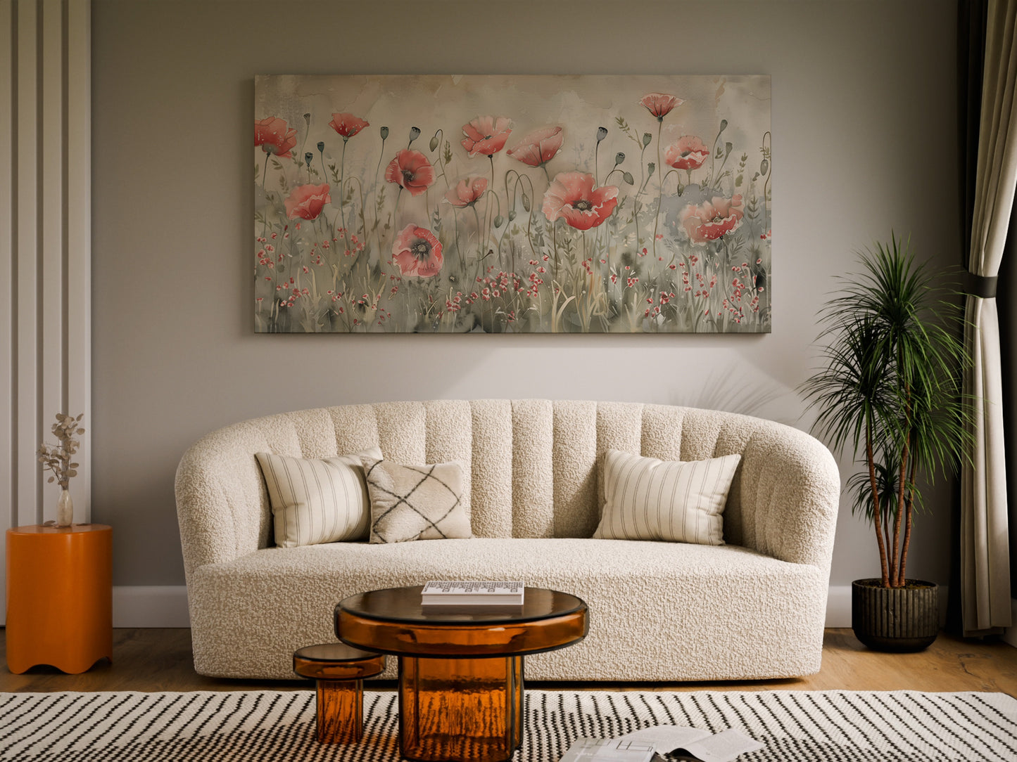 Poppy Field Wrapped Canvas — Oversized Floral Wall Art