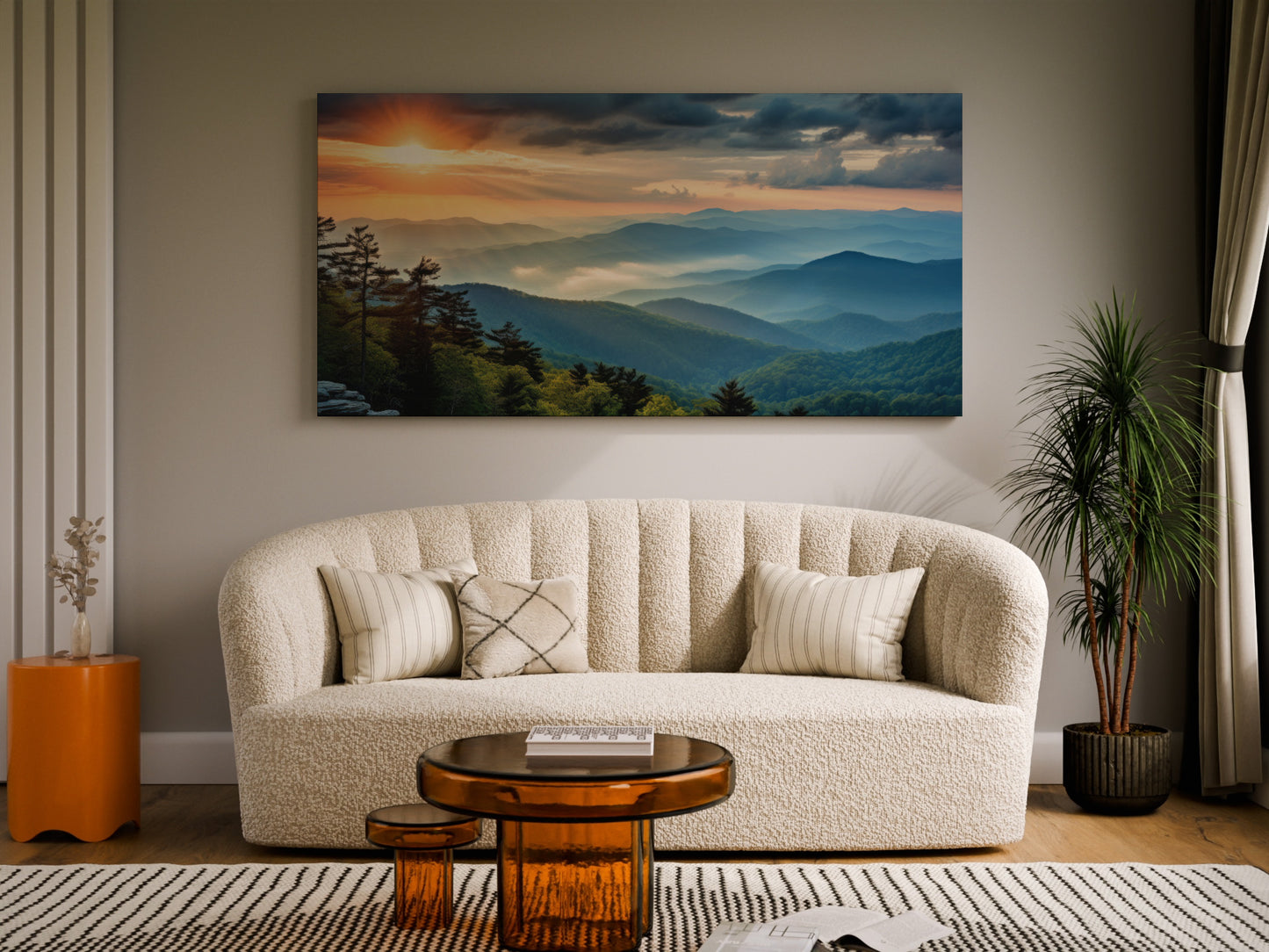 Blue Ridge Mountains Canvas Wall Art – Large Mountain Landscape Stretched Canvas