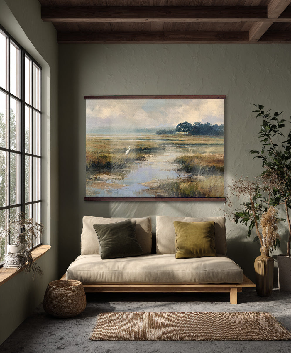 Coastal Marsh Wall Hanging — Extra Large Tapestry Art | Ready to Hang