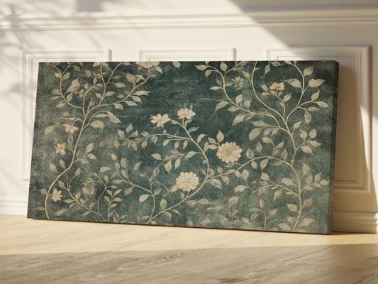 Vintage Botanical Wrapped Canvas — Elegant Floral Wall Art | Classic Chinoiserie-Inspired Décor
