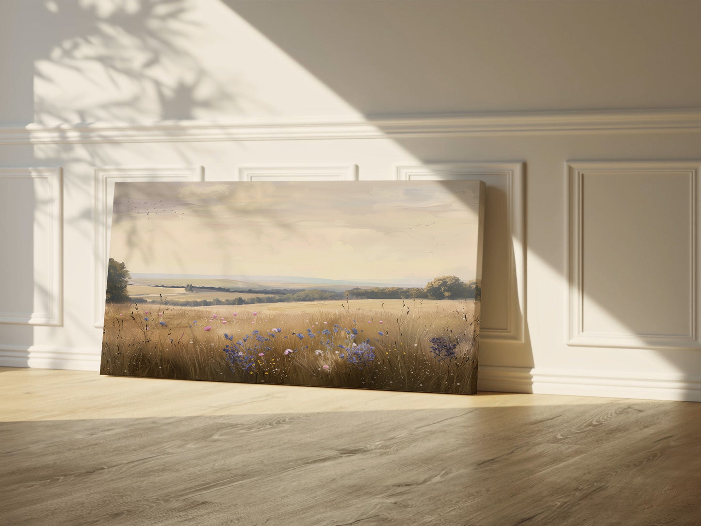 Wildflower Meadow Wrapped Canvas — Countryside Landscape Wall Art | Serene Nature Décor