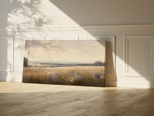 Wildflower Meadow Wrapped Canvas — Countryside Landscape Wall Art | Serene Nature Décor