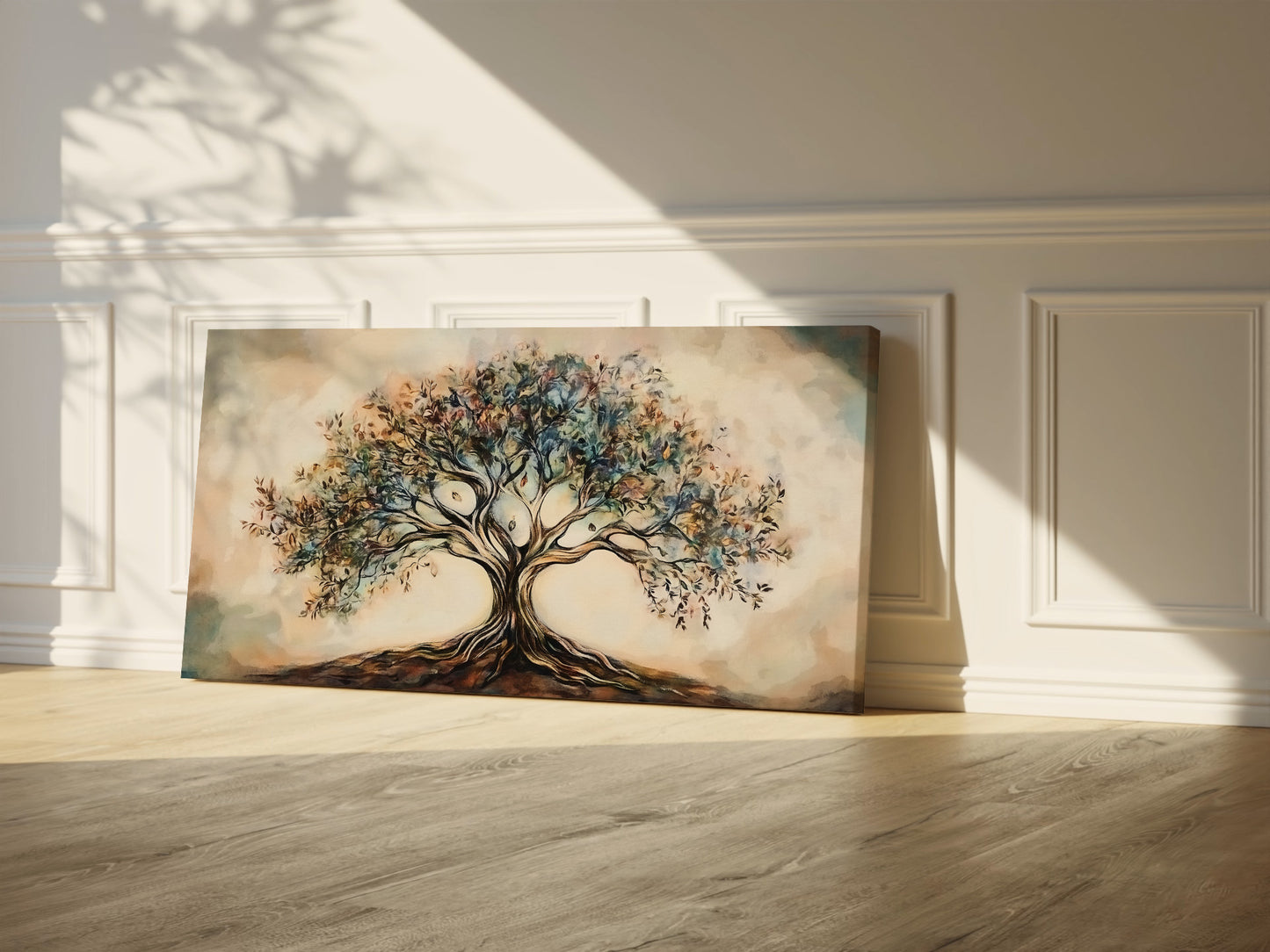 Tree of Life Wrapped Canvas — Serene Nature Wall Art | Botanical Painting Style Decor