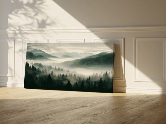 Great Smoky Mountains Wrapped Canvas — Misty Forest Landscape Art | Moody Nature Wall Décor