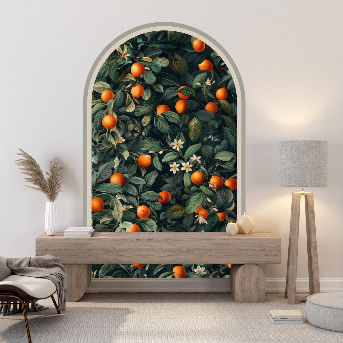 Orange Tree Peel & Stick Arch Wallpaper – Removable Citrus Wall Mural