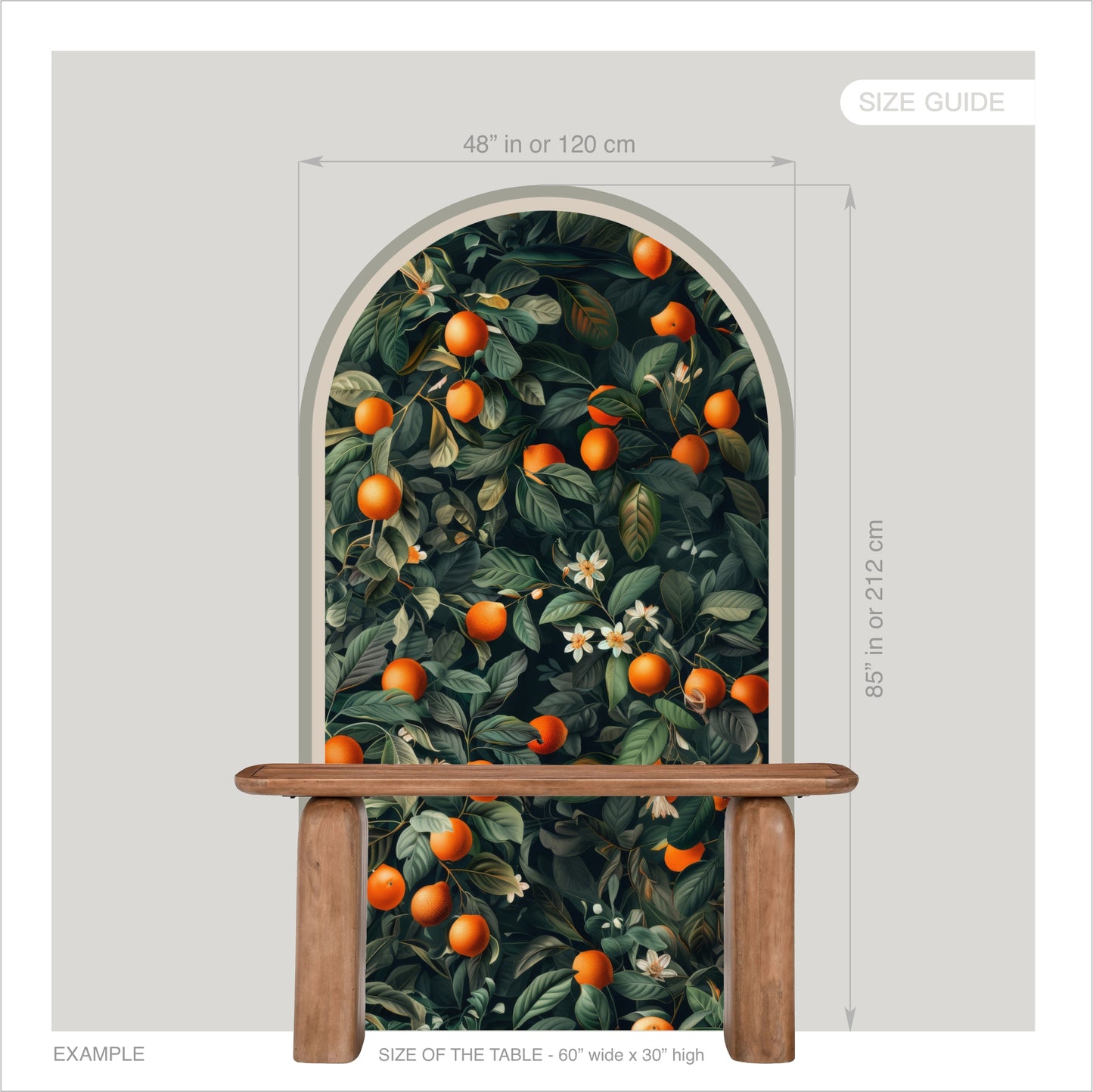Orange Tree Peel & Stick Arch Wallpaper – Removable Citrus Wall Mural