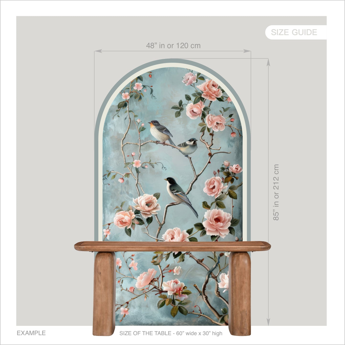 Vintage Floral Bird Peel & Stick Wall Mural – Removable Botanical Wallpaper