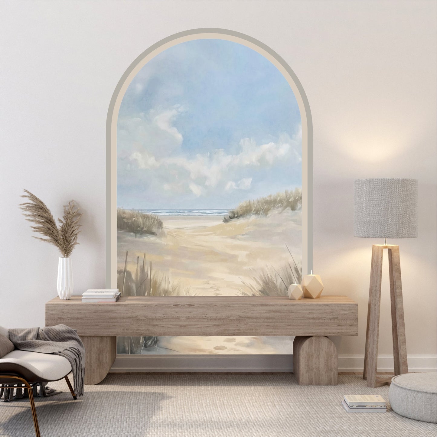 Coastal Beach Peel & Stick Arch Wallpaper – Removable Ocean Landscape Wall Mural