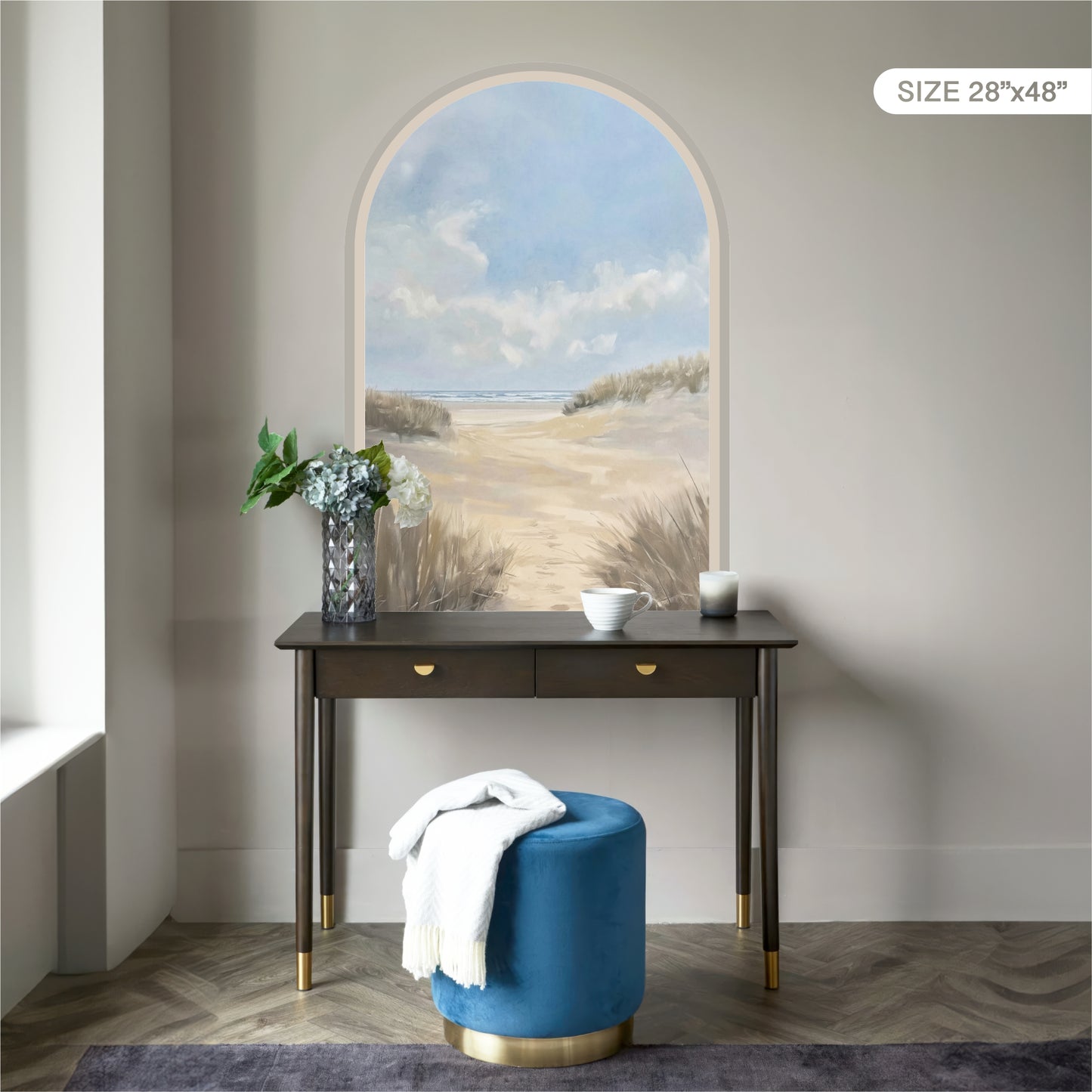 Coastal Beach Peel & Stick Arch Wallpaper – Removable Ocean Landscape Wall Mural