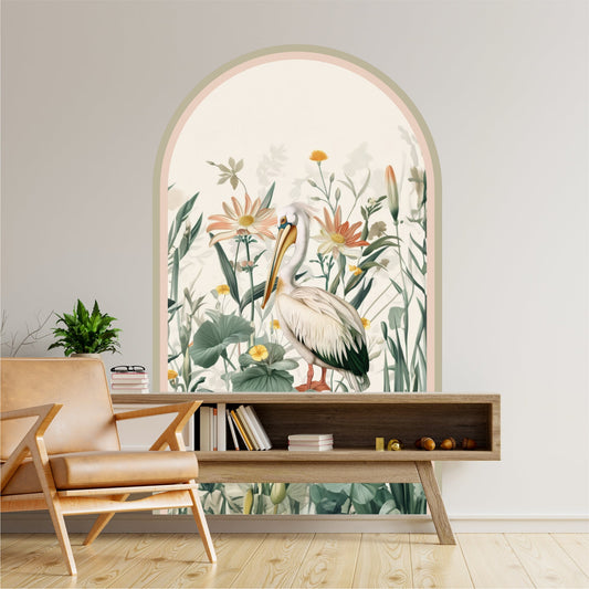 Pelican Botanical Peel & Stick Wallpaper – Removable Mural, Botanical Floral Wall Decal, Nursery & Bedroom Accent Wall