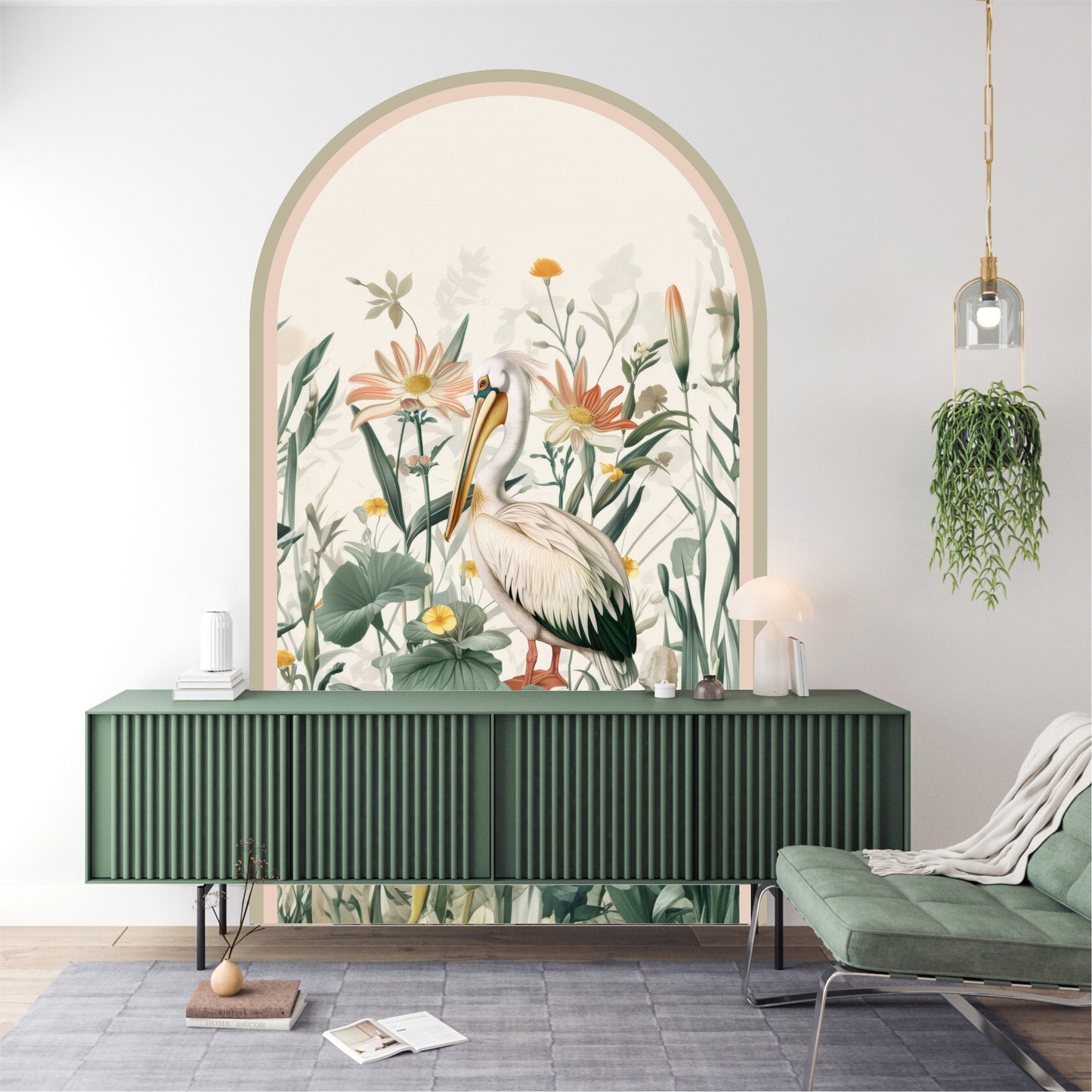 Pelican Botanical Peel & Stick Wallpaper – Removable Mural, Botanical Floral Wall Decal, Nursery & Bedroom Accent Wall
