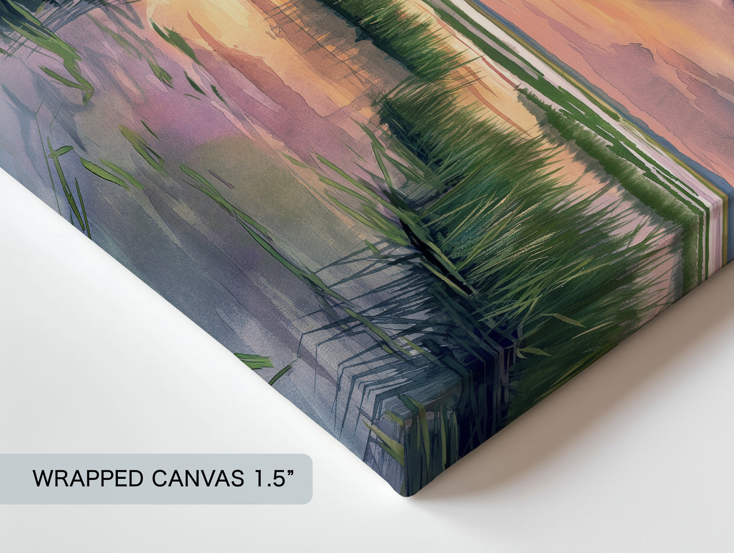 Marsh Sunset Wrapped Canvas — Pastel Landscape Wall Art | Serene Coastal Nature Décor