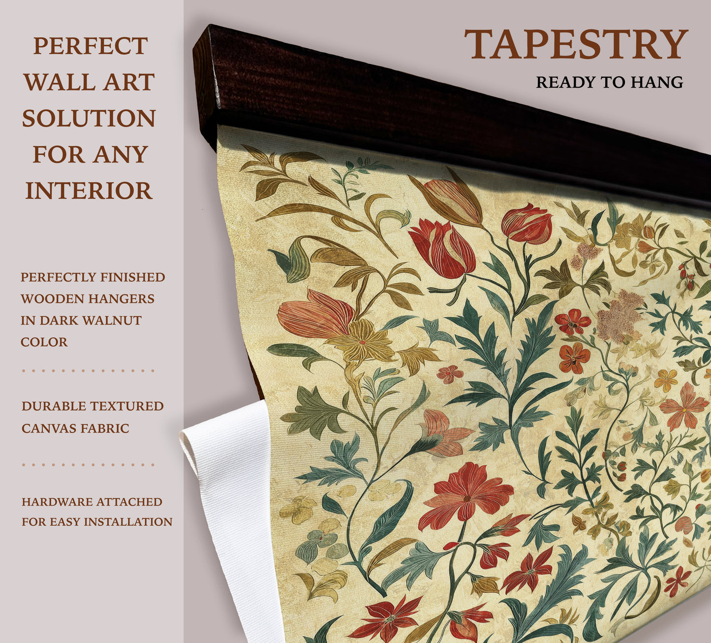 Vintage Botanical Tapestry – Warm Floral Wall Art | Art Muse