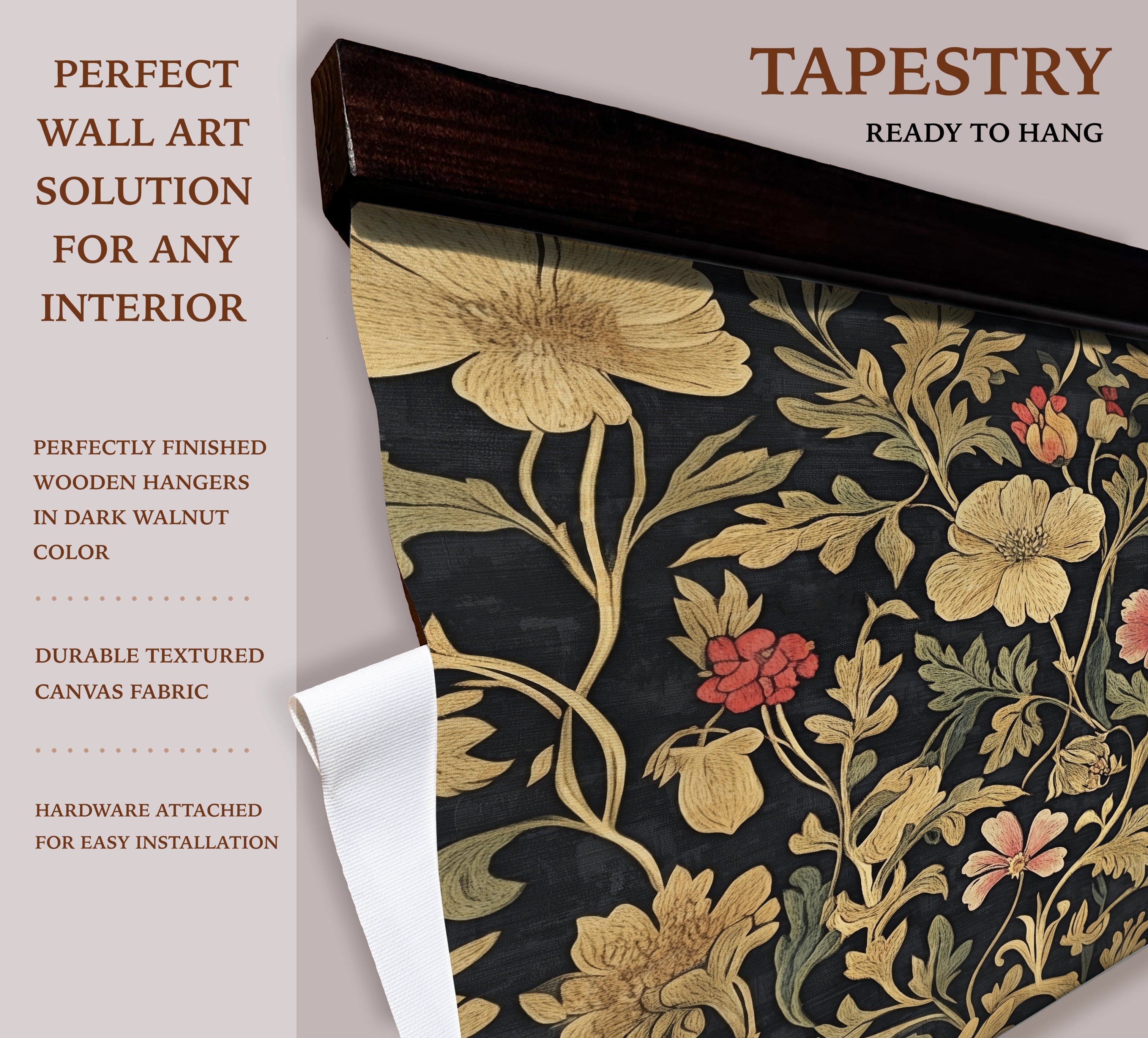 William Morris Style Tapestry | Vintage Botanical Floral Wall Art