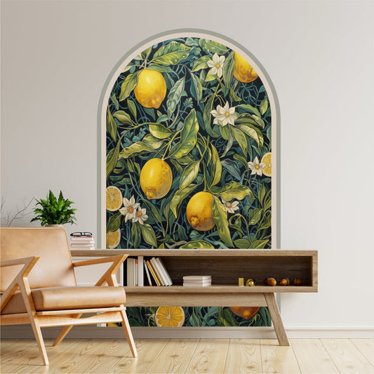 Lemon Tree Peel & Stick Arch Wallpaper – Mediterranean Botanical Removable Wall Mural