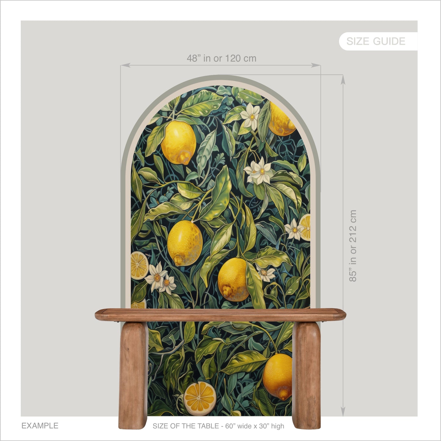 Lemon Tree Peel & Stick Arch Wallpaper – Mediterranean Botanical Removable Wall Mural