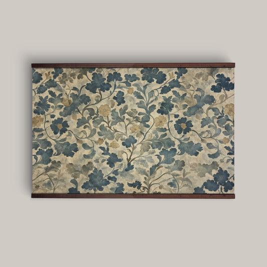 William Morris Floral Wall Art – Vintage Blue & Beige Tapestry | Art Muse
