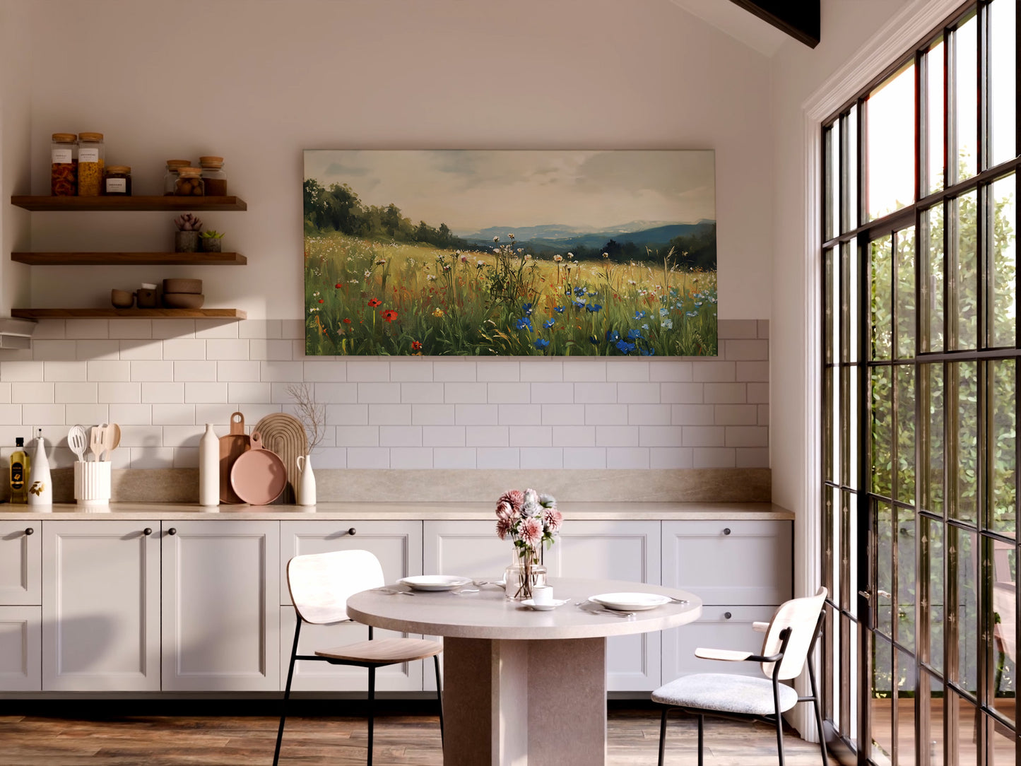 Wildflower Valley Stretched Canvas — Oversized Landscape Wall Art | Ready-to-Hang Nature Décor