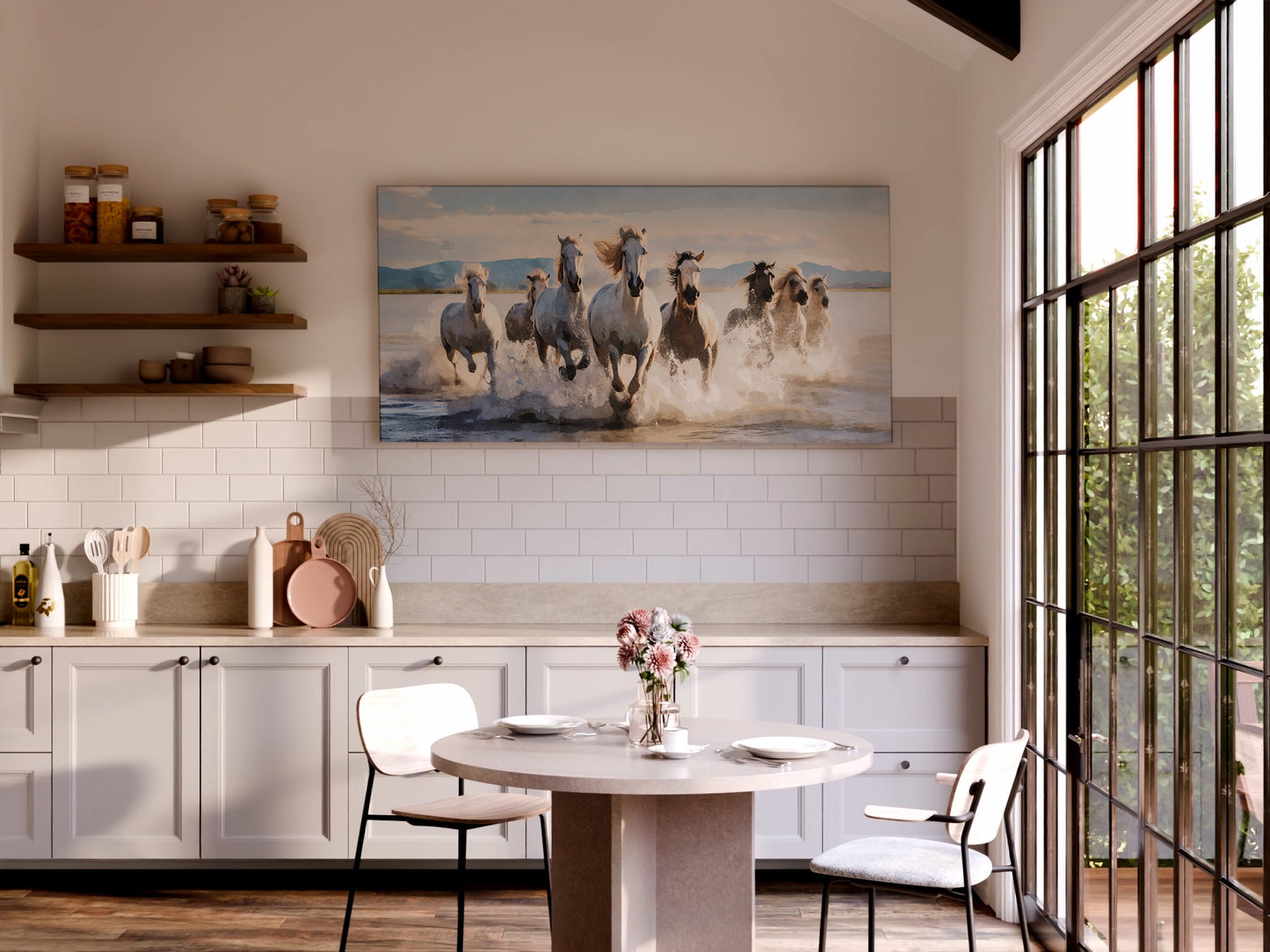 Running Horses Wrapped Canvas — Wild Freedom Wall Art | Majestic Nature Landscape Décor