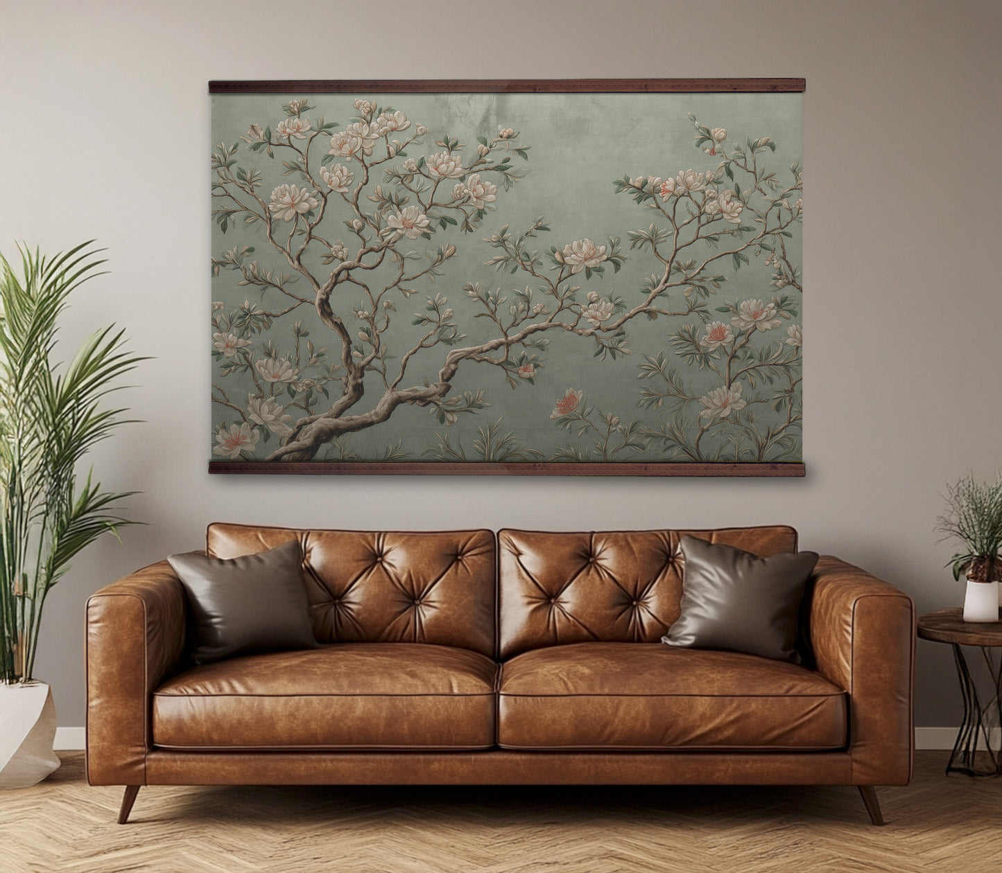 Chinoiserie Magnolia Wall Art – Vintage Botanical Tapestry | Art Muse