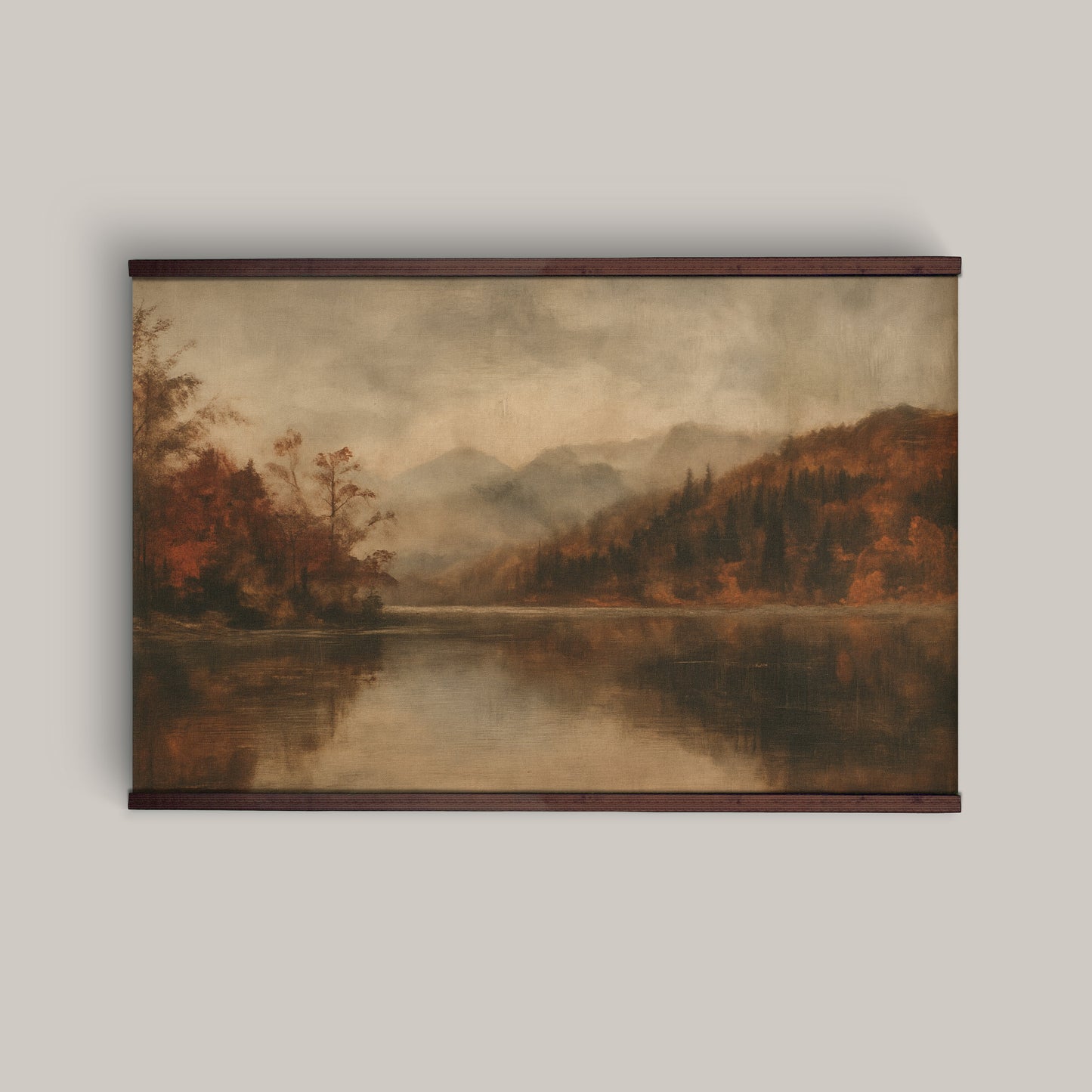 Autumn Lake Wall Hanging — Extra Large Moody Landscape Tapestry | Ready to Hang