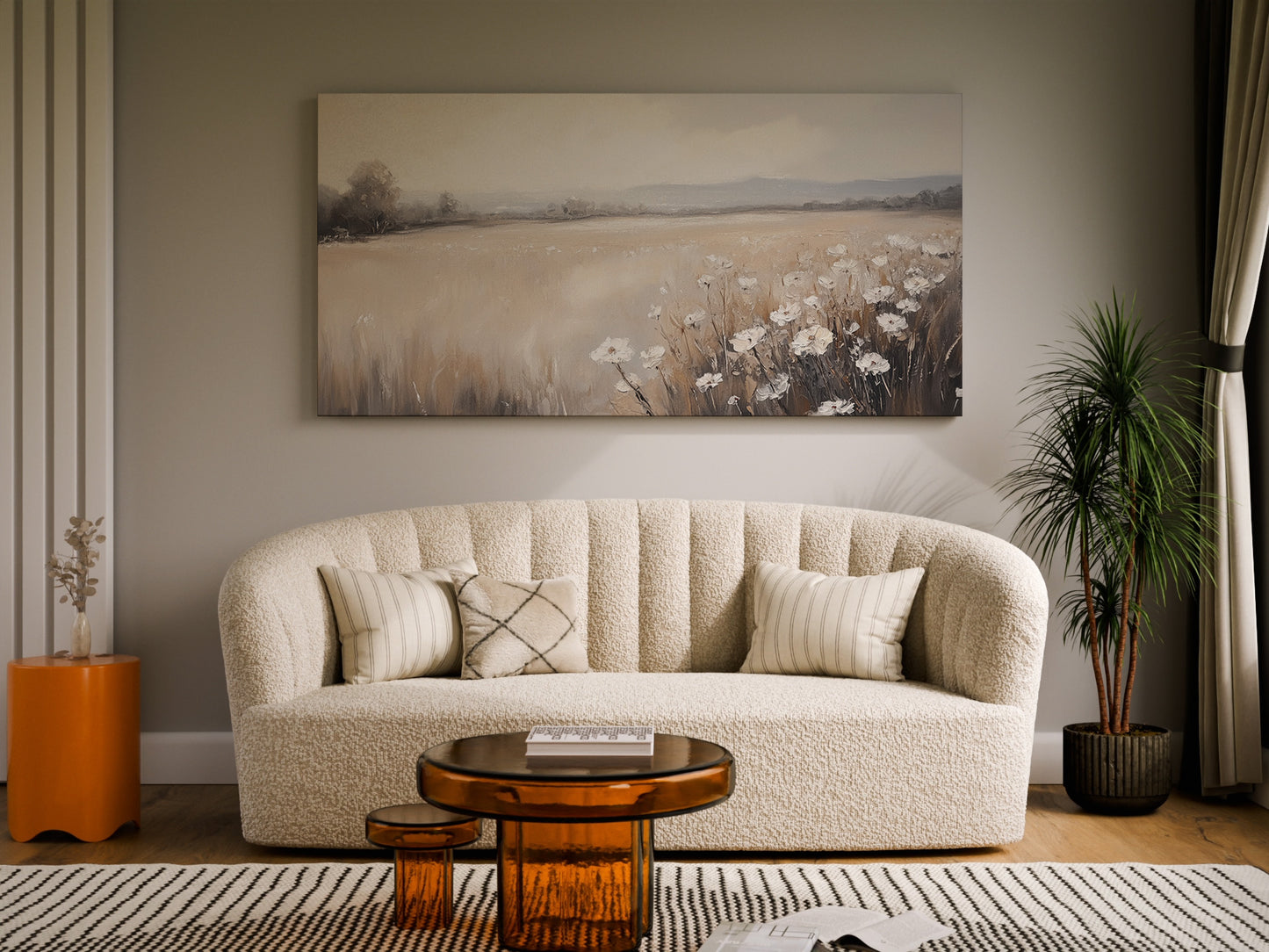 Wildflower Meadow Wrapped Canvas Wall Art – Floral Field Landscape Nature Décor