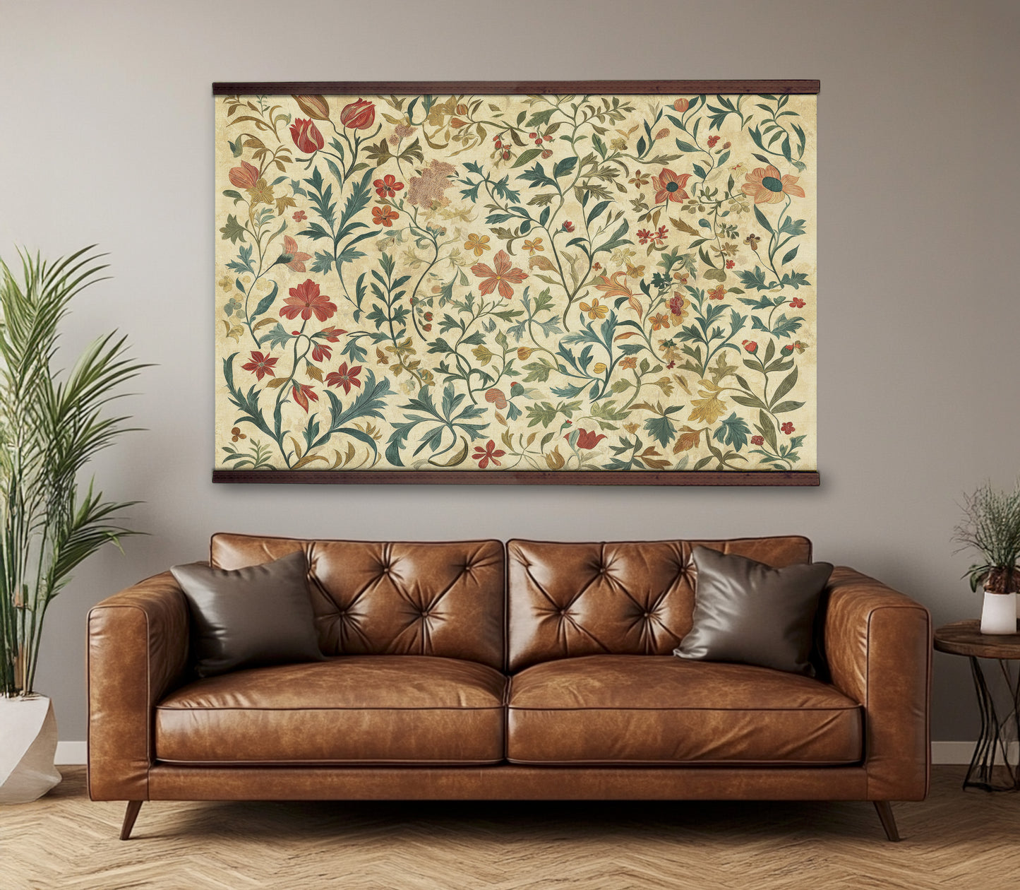 Vintage Botanical Tapestry – Warm Floral Wall Art | Art Muse