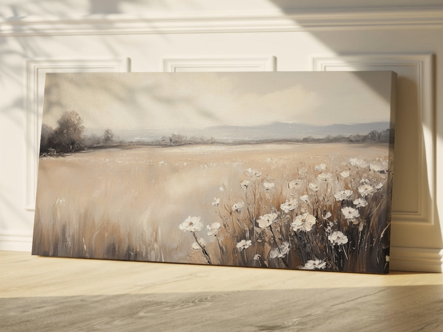 Wildflower Meadow Wrapped Canvas Wall Art – Floral Field Landscape Nature Décor