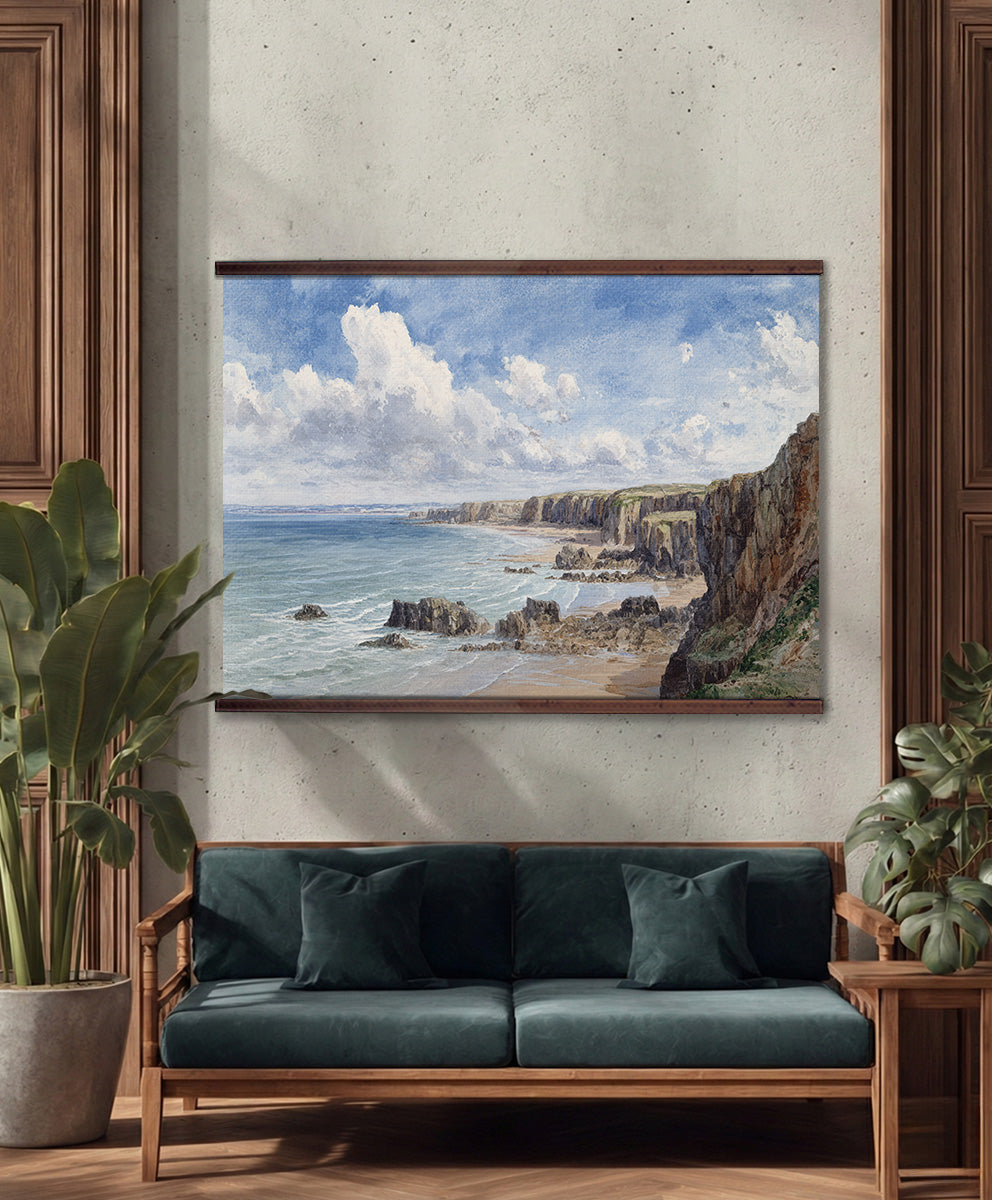 Coastal Cliffs Landscape Wall Art Canvas Tapestry – Classic Ocean Shoreline