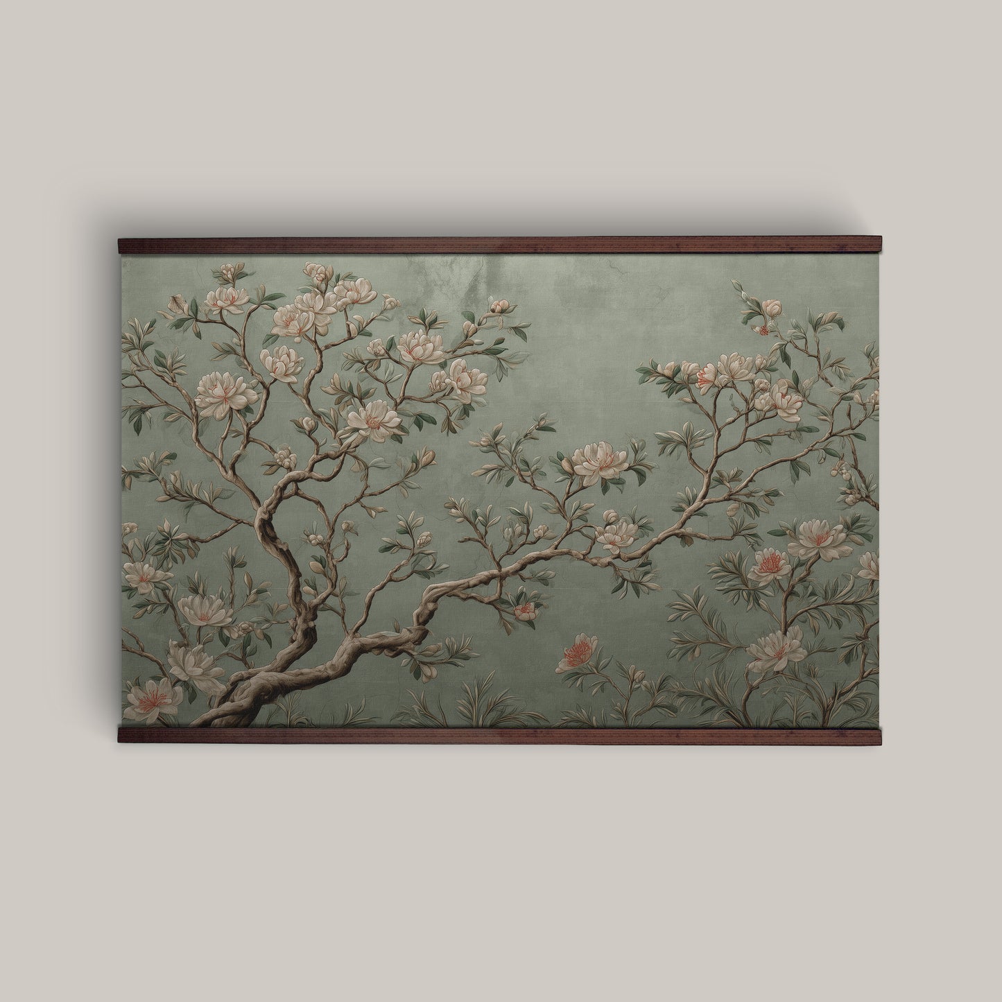 Chinoiserie Magnolia Wall Art – Vintage Botanical Tapestry | Art Muse