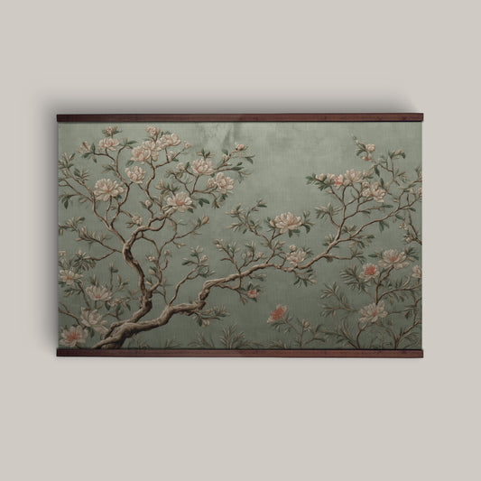 Chinoiserie Magnolia Wall Art – Vintage Botanical Tapestry | Art Muse