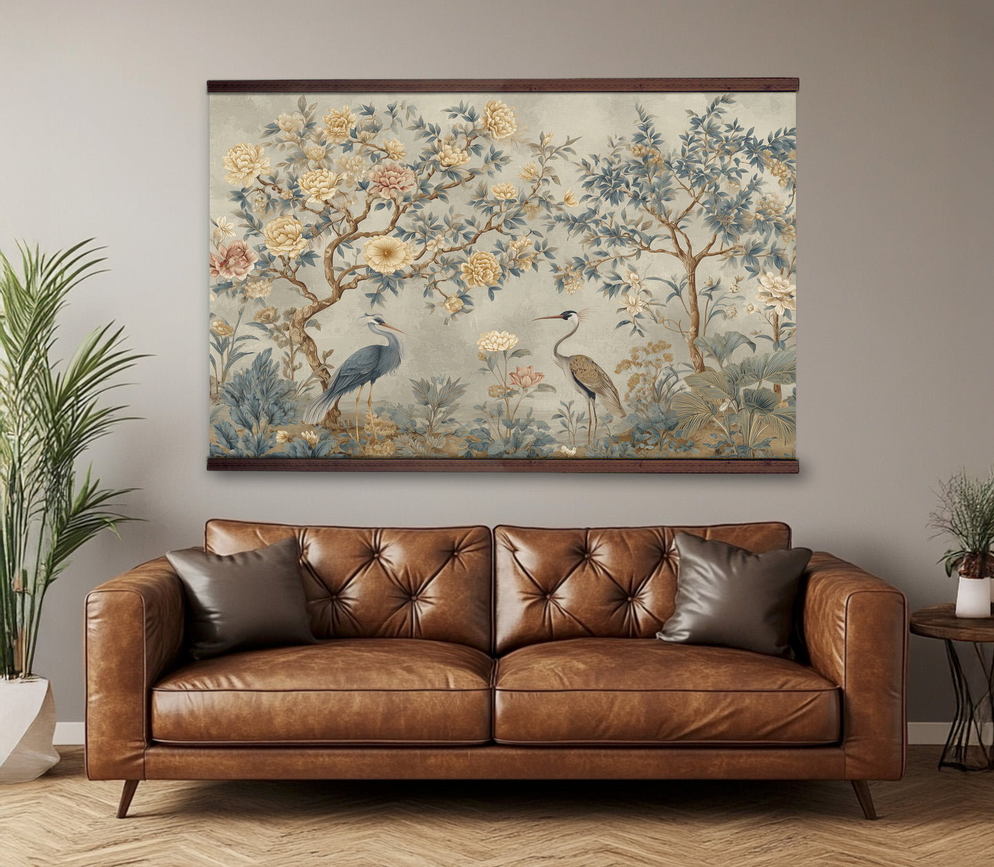 Chinoiserie Garden Wall Art – Herons and Peonies Tapestry | Art Muse