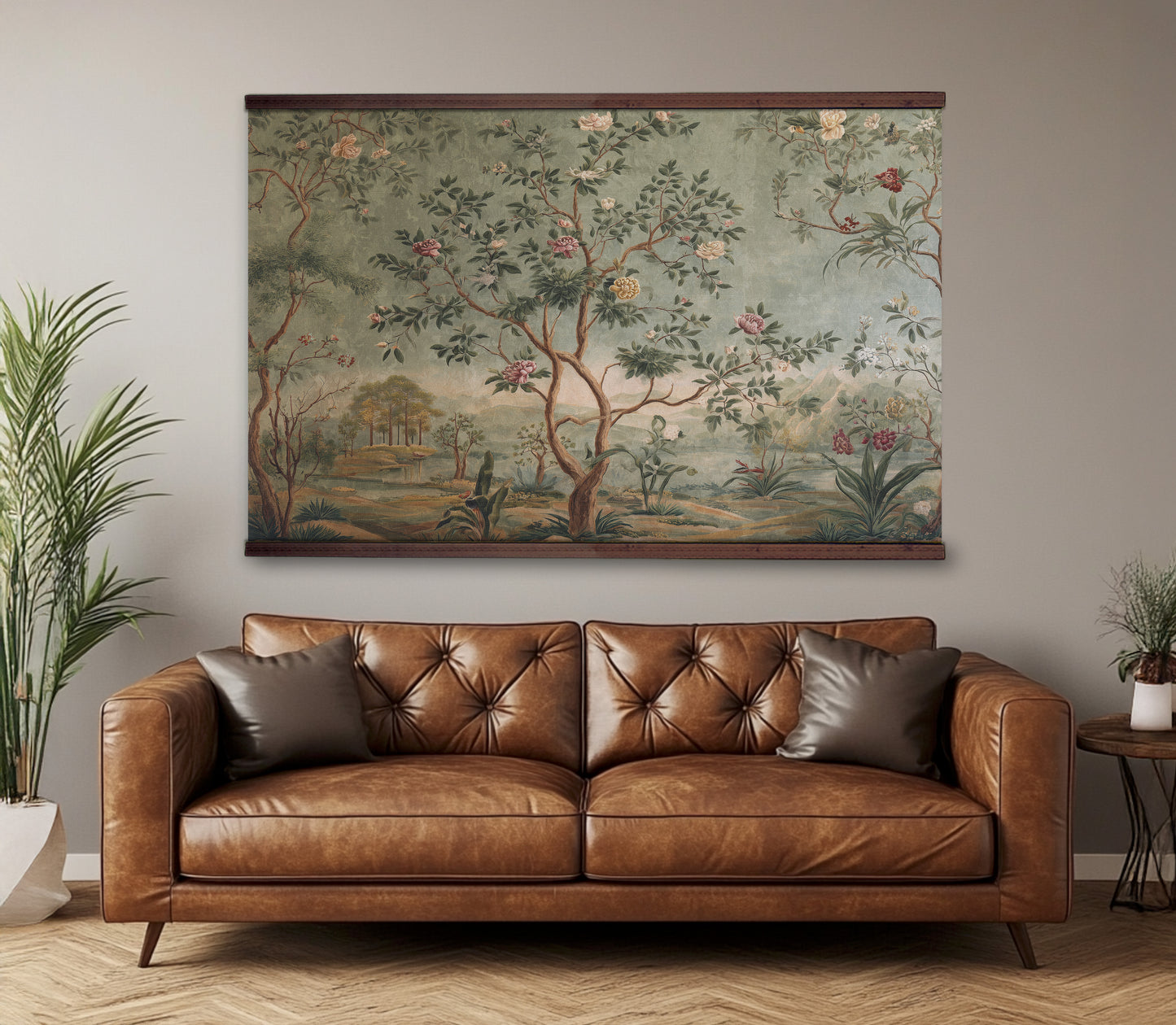 Vintage Botanical Garden Wall Art – Chinoiserie Floral Tapestry
