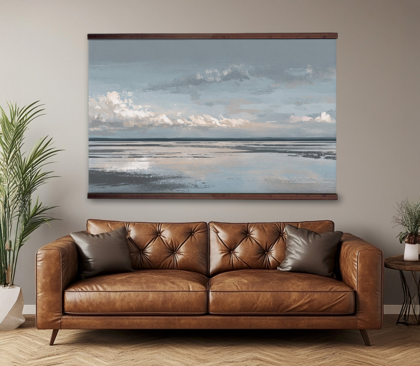Coastal Horizon Wall Hanging — Serene Beach Landscape Tapestry Art | Extra Large, Ready to Hang