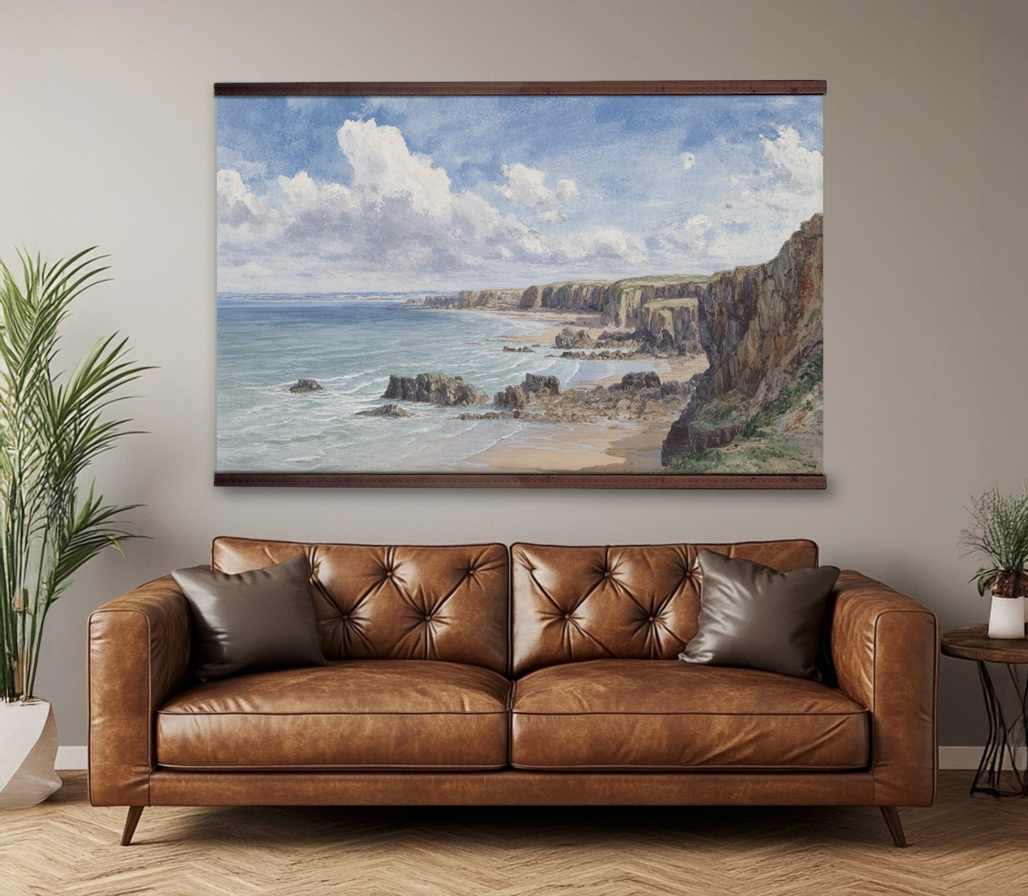 Coastal Cliffs Landscape Wall Art Canvas Tapestry – Classic Ocean Shoreline