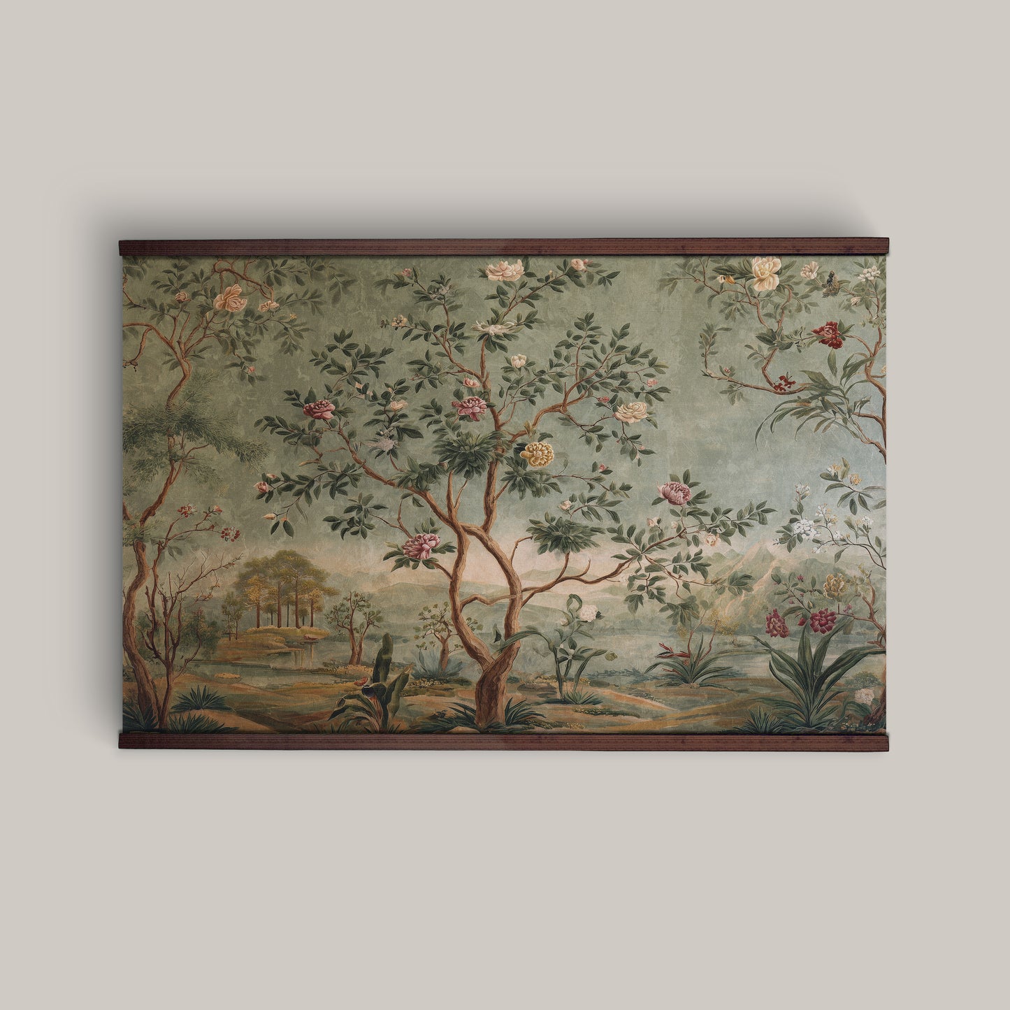 Vintage Botanical Garden Wall Art – Chinoiserie Floral Tapestry