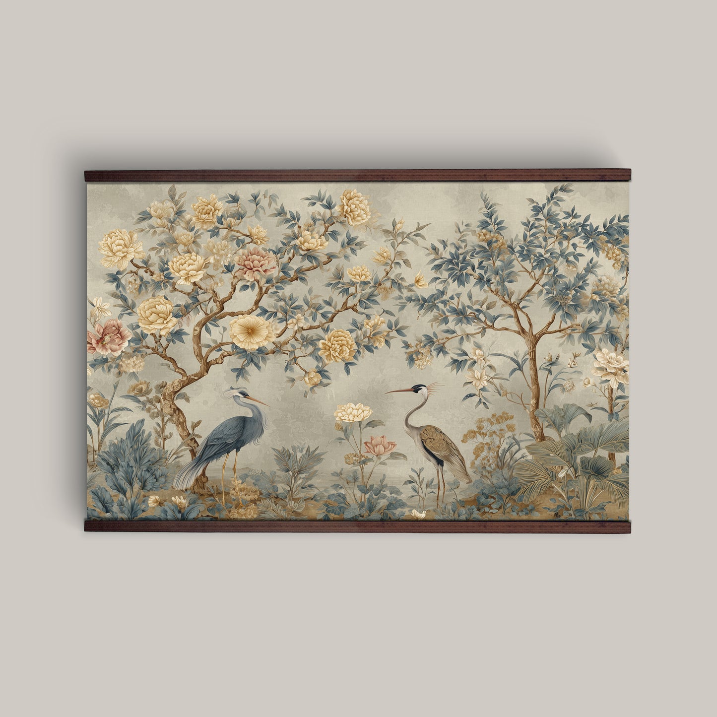 Chinoiserie Garden Wall Art – Herons and Peonies Tapestry | Art Muse