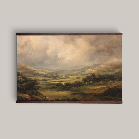 Vintage Landscape Wall Art Canvas Tapestry – Oversized Countryside Décor