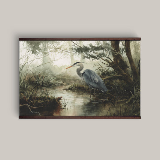 Heron Wall Hanging — Nature Landscape Tapestry | Extra Large, Ready to Hang