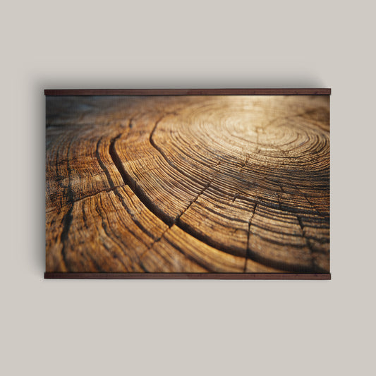 Tree Rings Wood Wall Art – Warm Rustic Natural Grain Abstract Print